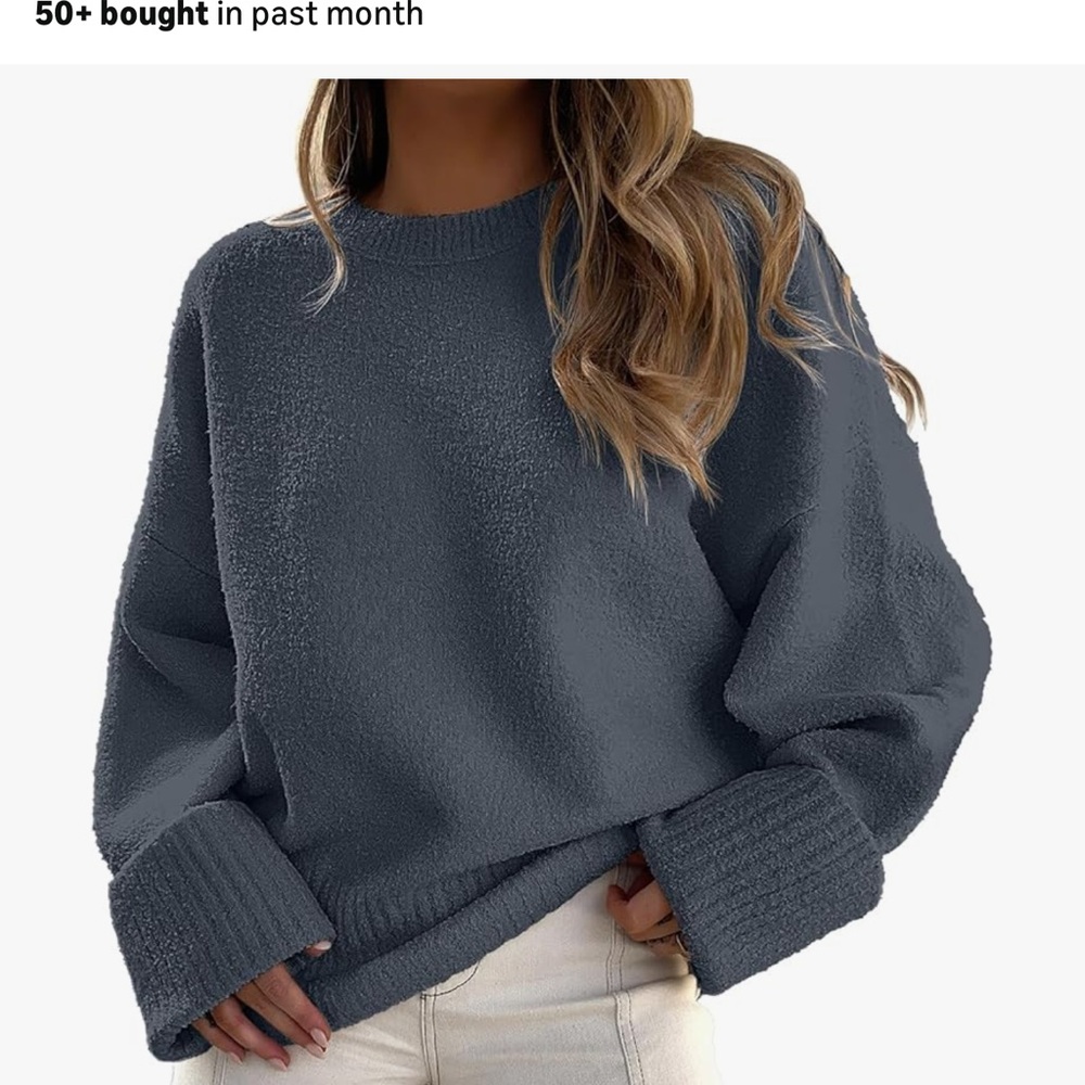 Anrabess Elegant Charcoal Women's Crew Neck Sweater